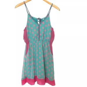Esley Blue Green Pink Floral Sundress Dress